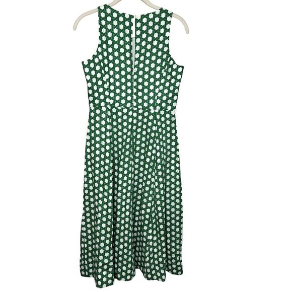 Boden Dress Womens 2P Green White Geometric Sleeveless Midi 100% Linen Pockets - Picture 5 of 10